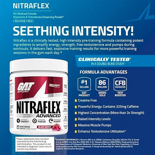 GAT Sport NitraFlex Preworkout 30 Serving Black Cherry